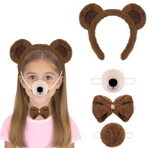 9588 Dark Brown Bear Costume Set 4pieces With Ears Headband